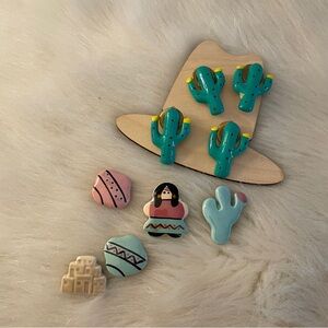 Handmade Clay Southwest and cactus button cover lot VINTAGE